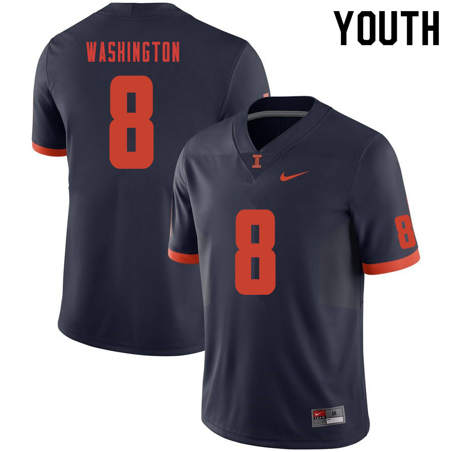 Youth #8 Casey Washington Illinois Fighting Illini College Football Jerseys Sale-Navy